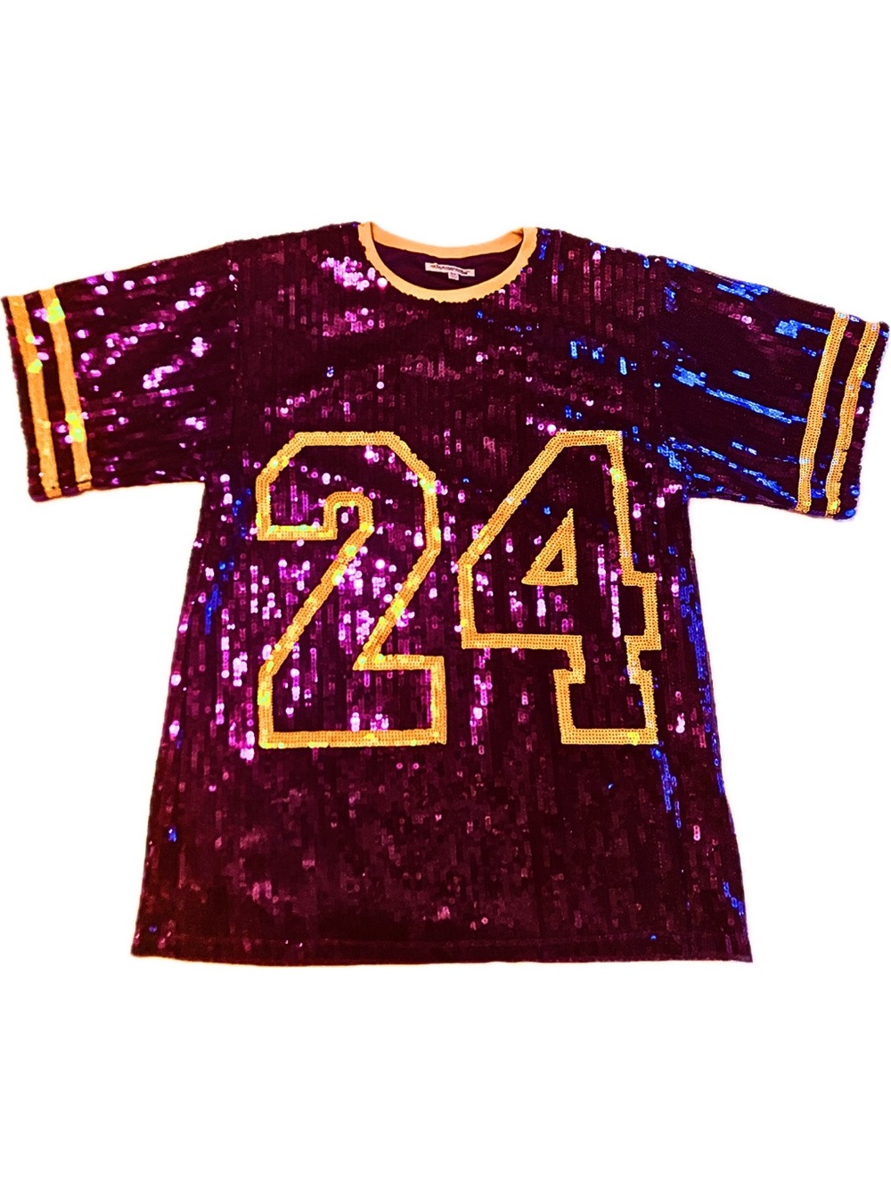 Stiletto’s Purple Gold Sequin Jersey Dress 24 Game Day Top Size S/M